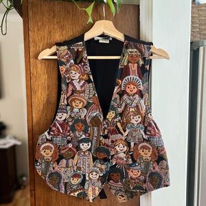 Vintage 1980s Facets by Mirrors Tapestry Children of the World Vest